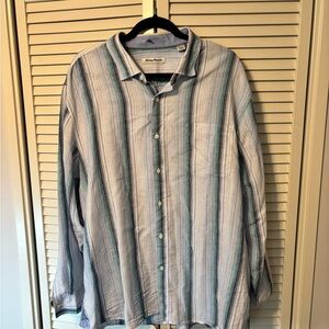 Tommy Bahama Blue and White Striped Casual Shirt